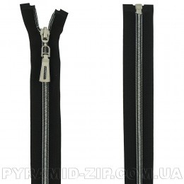 Змійка сільвер чорна тканина №7  75см з 1 бігунком